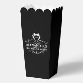 独身パーティーのタキシードタイのスナックとポップコーン フェイバーボックス (正面)