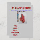 独身パーティーの招待状 ファイト 左 ボクシング グローブ 招待状 (正面/裏面)