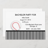 独身パーティーの招待状　ブラック＆ホワイト　ベースボール 招待状 (正面/裏面)