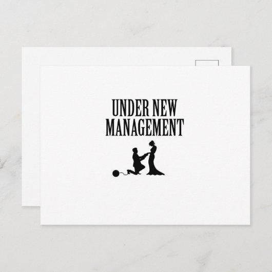 独身パーティーの花婿へのプレゼント　新マネージメントのもとで 案内ポストカード (正面/裏面)