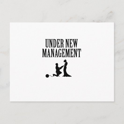 独身パーティーの花婿へのプレゼント　新マネージメントのもとで 案内ポストカード (正面)