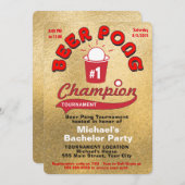 独身パーティービールポン 招待状 (正面/裏面)