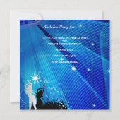 独身パーティーブルーゴールドホワイトビールグラスガールズ 招待状 (裏面)