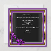 独身パーティー コルセット 紫 ゼブラ ゴールド 招待状 (裏面)