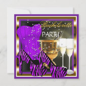 独身パーティー コルセット 紫 ゼブラ ゴールド 招待状 (正面)