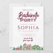 独身パーティー ワインレッド サボテン モダン 招待状 (正面)