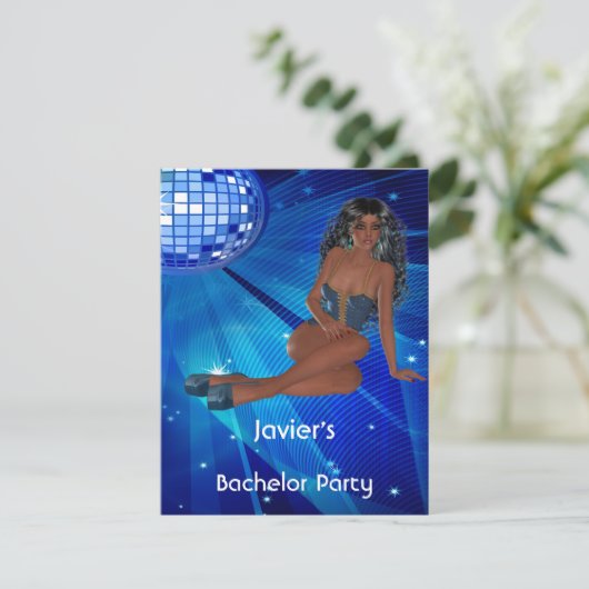 独身パーティー 大人のセクシーガール 青いディスコクラブ 招待状 (スタンド正面)
