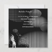 独身パーティー 黒 ゴールド 白 ビール グラス 女の子 招待状 (裏面)