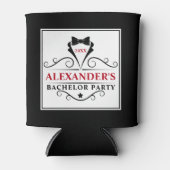 独身パーティー 黒 タイ 赤またはテキストカラーを選択 缶クーラー (正面)