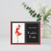 独身パ>ーティーの招待状 赤 黒 白 2 招待状 (スタンド正面)