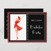 独身パ>ーティーの招待状 赤 黒 白 2 招待状 (正面/裏面)