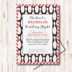 独身ボーリングナイトパーティの招待状 招待状