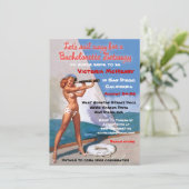 独身女性のための海辺の週末旅行招待状 招待状 (スタンド正面)