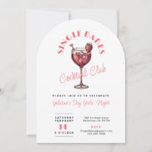 独身女性のバレンタインデー ピンクカクテルパーティー 招待状 (正面)