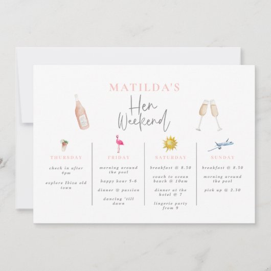 独身女性のパーティーの水彩画のドリンク招待状 招待状 (正面)