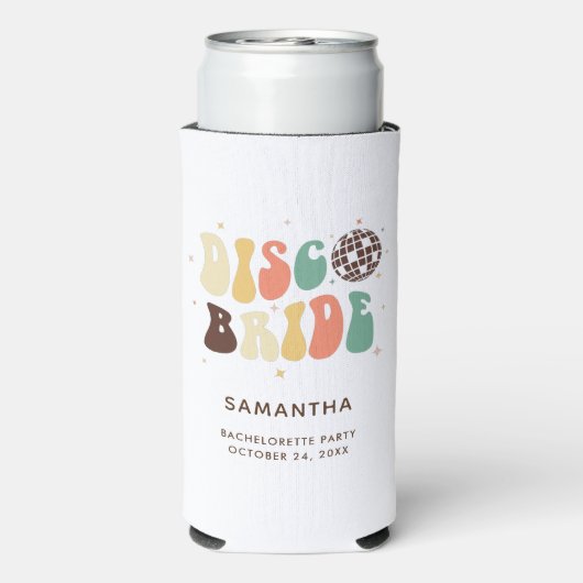 独身最後のディスコ 新婦名前 レトロ オーダーメイド スリム缶クーラー (Seltzer裏面)