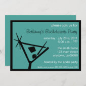 独身最後のパーティー招待状 マティーニグラス（ターコイズ） 招待状 (正面/裏面)