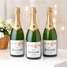 独身最後のビーチでのビキニ週末 スパークリングワインラベル