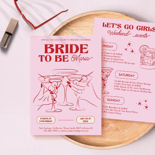独身最後のピンクウィークエンドパーティー招待状 招待状
