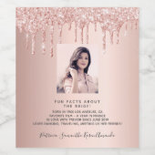 独身最後の写真 ローズゴールド グリッター 豆知識 プロフィール ワインラベル (シングルラベル)