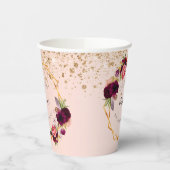 独身最後の夜のバラゴールドグリッター花の名前 紙コップ (左)