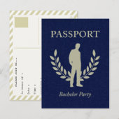 独身最後の夜のパスポート インビテーションポストカード (正面/裏面)