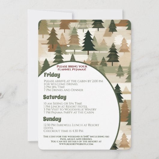 独身最後の夜のフランルとフィズの木のぬくもりある森 招待状 (裏面)