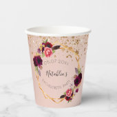 独身最後の夜のラベンダーゴールドグリッター花の名前 紙コップ (正面)