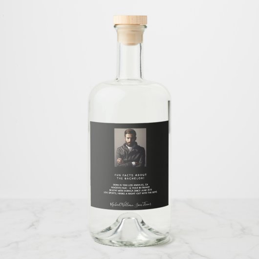 独身最後の夜の写真 面白い事実 プロフィール 黒い友達 リキュールボトルラベル (正面)