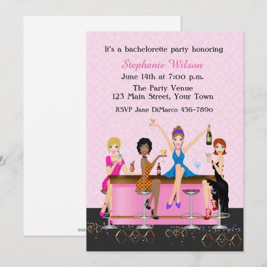 独身最後の夜の祝い 招待状 (正面/裏面)