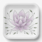 独身最後の夜の葉とピンクの蓮の花パーティー ペーパープレート (正面)