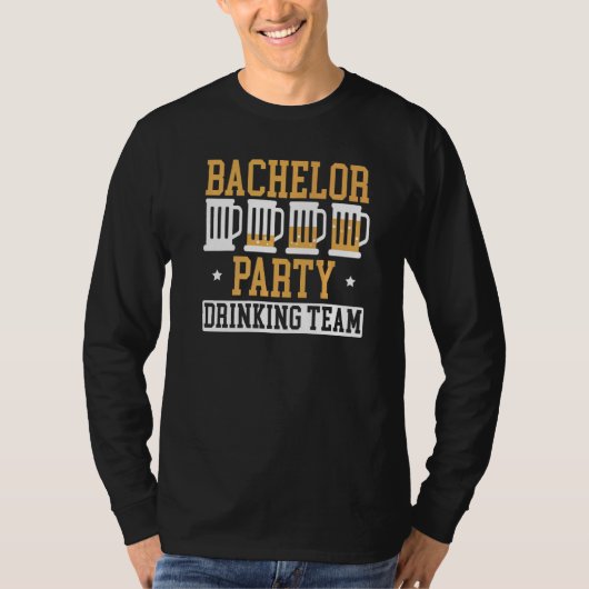 独身最後の夜の飲み会チームのビール好きな男たち Tシャツ (正面)