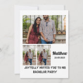 独身最後の夜カスタム3枚の写真コラージュ 招待状 (正面)