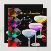 独身最後の夜パーティーのカクテル シャンパン 招待状 (正面/裏面)