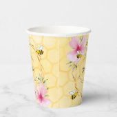 独身最後の夜会の蜂 ピンクの花 ハニカム 紙コップ (右)
