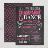 独身最後の夜会招待状 ピンクのグリッター 招待状 (正面/裏面)