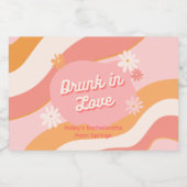 独身最後の夜会・ラブ・レトロピンク・ミニ リキュールボトルラベル (シングルラベル)