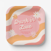 独身最後の夜会 レトロ ピンク 恋に酔って ペーパープレート (正面)