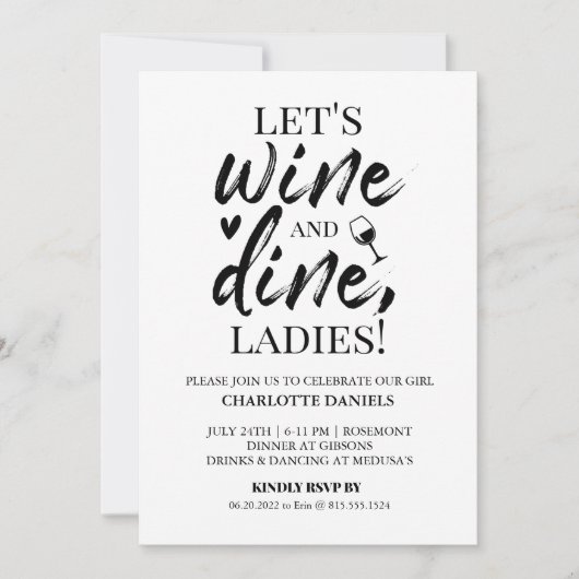 独身最後の夜会 招待状 | ワイン＆ディナー (正面)