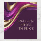 独身最後の夜会 - 紫 ピンク ゴールド - ワインラベル (シングルラベル)