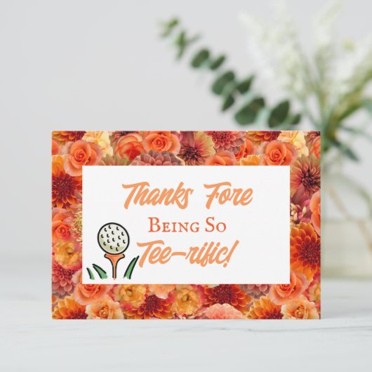 独身最後の夜会 結婚前のお披露目 ゴルフ ピンク オレンジ サンキューカード (スタンド正面)