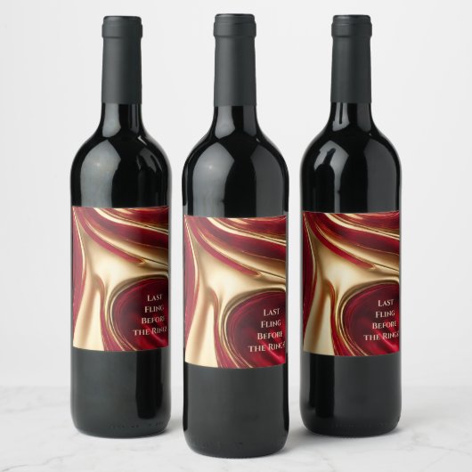 独身最後の夜会- 赤と金- ワインラベル (ボトル)