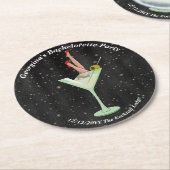 独身最後の夜 パーティー用マーティーニグラス 脚 ハイヒール ラウンドペーパーコースター (アングル)