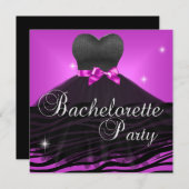 独身最後の夜 ピンク ブラック ジーベラ ドレス 招待状 (正面/裏面)