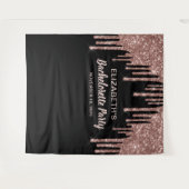 独身最後の夜 ローズゴールド グリッター パーソナライズ ブラック タペストリー (正面(横))