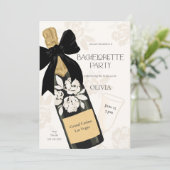 独身最後の夜 ワインボトル 黒いリボン 招待状 (スタンド正面)