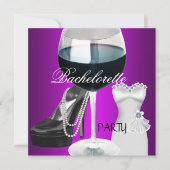 独身最後の夜 ワインマゼンタブラックドレス 招待状 (正面)