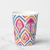 独身最後の夜 明るいカラフルなピンク 青 & 黄色 紙コップ (右)