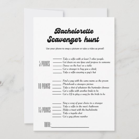 独身最後の女の子のための宝探しゲーム、楽しい独身最後の女の子のパーティー 招待状 (正面)