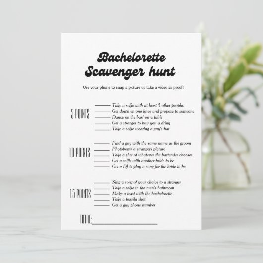 独身最後の女の子のための宝探しゲーム、楽しい独身最後の女の子のパーティー 招待状 (スタンド正面)